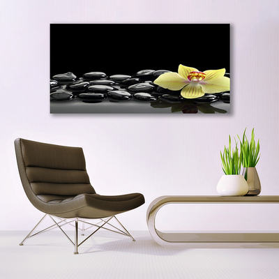 Canvas Wall art Flower stones kitchen yellow black