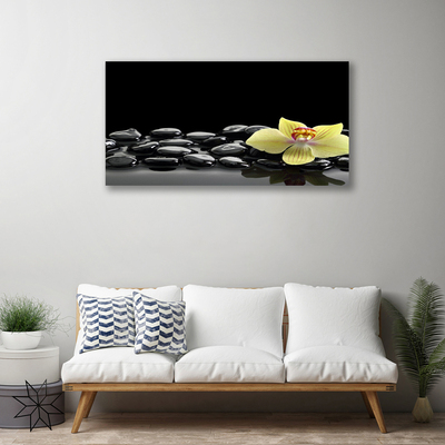 Canvas Wall art Flower stones kitchen yellow black