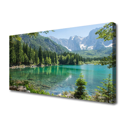 Canvas Wall art Mountains seewald nature grey green blue