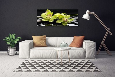 Canvas Wall art Flower stones floral green black