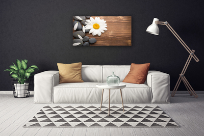 Canvas Wall art Daisy stones floral yellow white grey