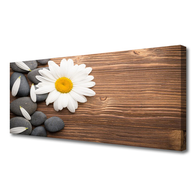 Canvas Wall art Daisy stones floral yellow white grey