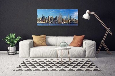Canvas Wall art City houses brown grey blue