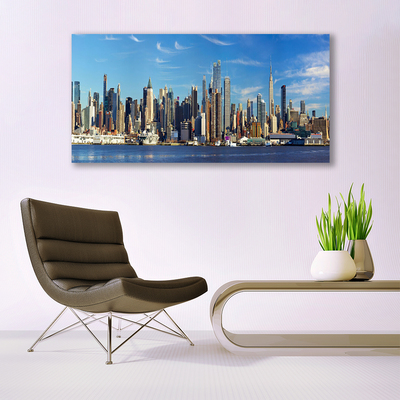 Canvas Wall art City houses brown grey blue