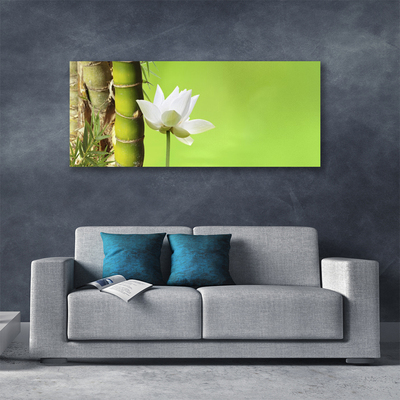 Canvas Wall art Bamboo stalk flower floral green white