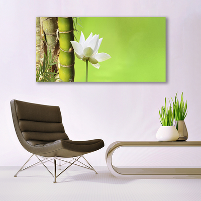 Canvas Wall art Bamboo stalk flower floral green white