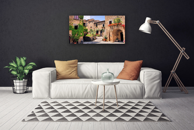 Canvas Wall art Residential building architecture yellow grey green