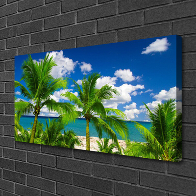 Canvas Wall art Sea palm trees landscape green blue