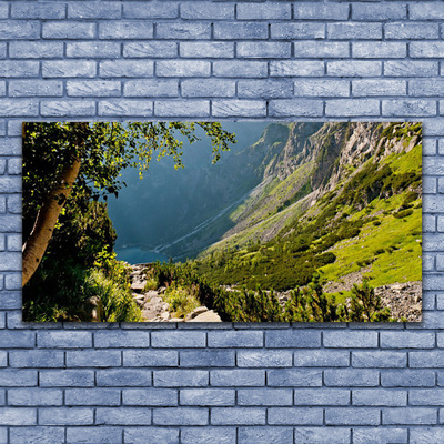 Canvas Wall art Mountain forest nature grey green