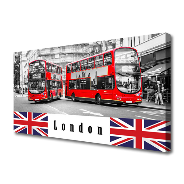 Canvas Wall art London buses art grey red blue white