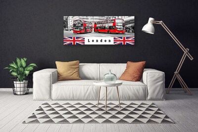 Canvas Wall art London buses art grey red blue white
