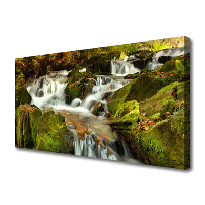 Canvas Wall art Waterfall rocks nature white green