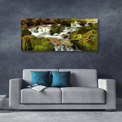 Canvas Wall art Waterfall rocks nature white green