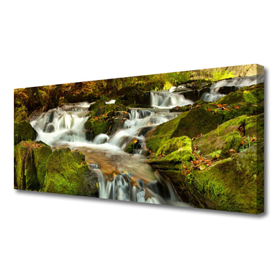 Canvas Wall art Waterfall rocks nature white green