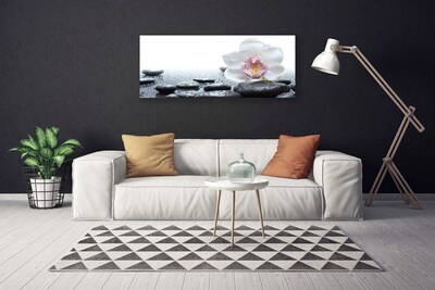 Canvas Wall art Flower stones art white black