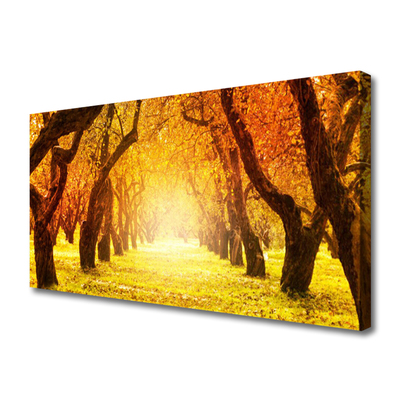 Canvas Wall art Forest footpath nature brown yellow