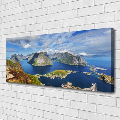 Canvas Wall art Bay rocks landscape blue grey green