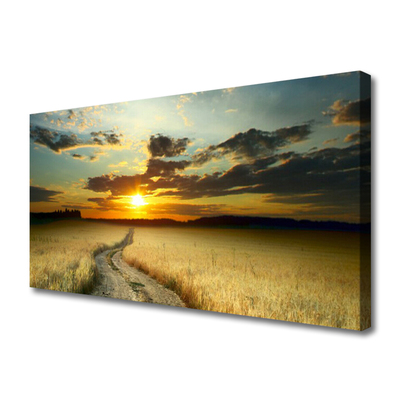 Canvas Wall art Way meadow landscape grey yellow