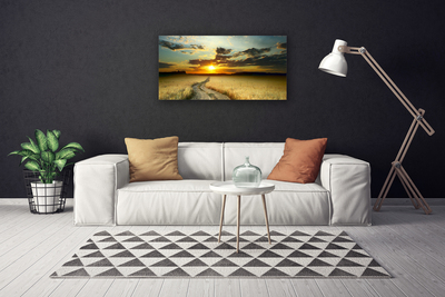 Canvas Wall art Way meadow landscape grey yellow