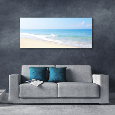 Canvas Wall art Beach sea landscape white blue