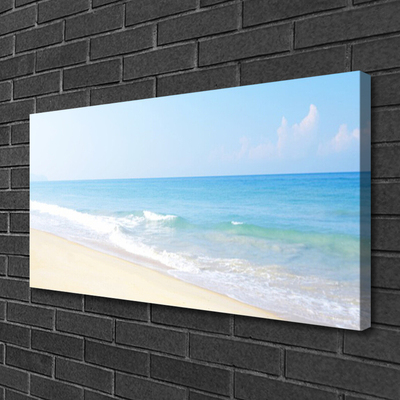 Canvas Wall art Beach sea landscape white blue