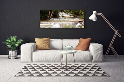 Canvas Wall art Waterfall forest nature white brown green