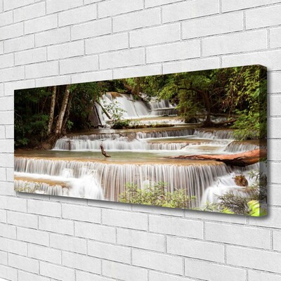 Canvas Wall art Waterfall forest nature white brown green