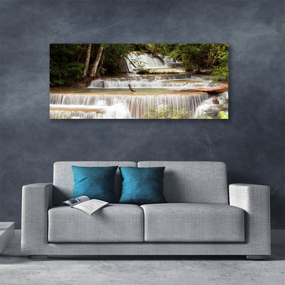 Canvas Wall art Waterfall forest nature white brown green