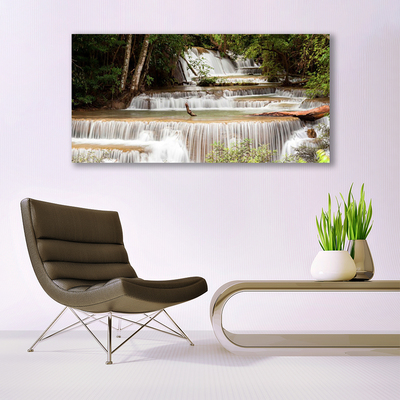 Canvas Wall art Waterfall forest nature white brown green