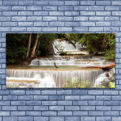 Canvas Wall art Waterfall forest nature white brown green