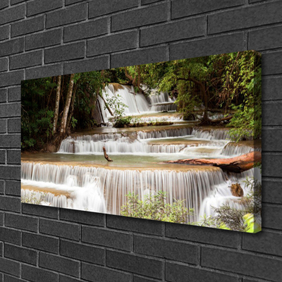 Canvas Wall art Waterfall forest nature white brown green