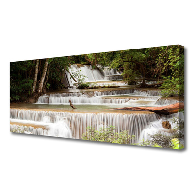 Canvas Wall art Waterfall forest nature white brown green