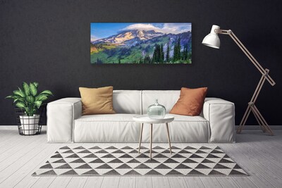 Canvas Wall art Mountain forest landscape grey green