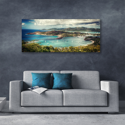 Canvas Wall art Bay landscape grey green blue