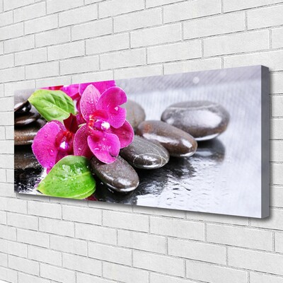 Canvas Wall art Flower stones floral red black