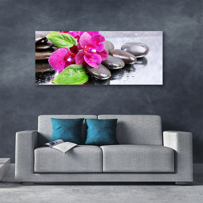 Canvas Wall art Flower stones floral red black