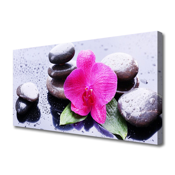 Canvas Wall art Flower stones art red black