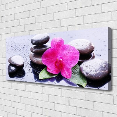 Canvas Wall art Flower stones art red black