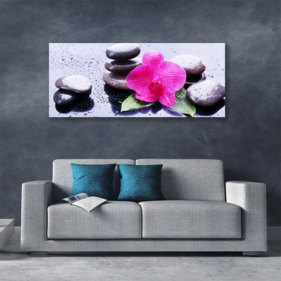 Canvas Wall art Flower stones art red black