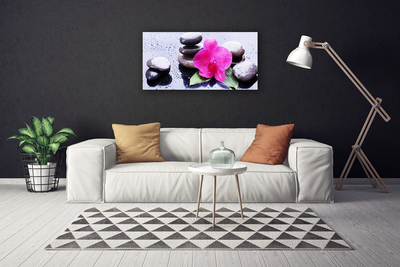 Canvas Wall art Flower stones art red black