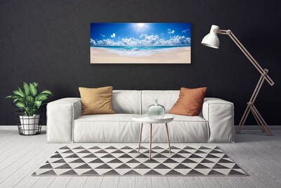 Canvas Wall art Beach sea sun landscape white blue