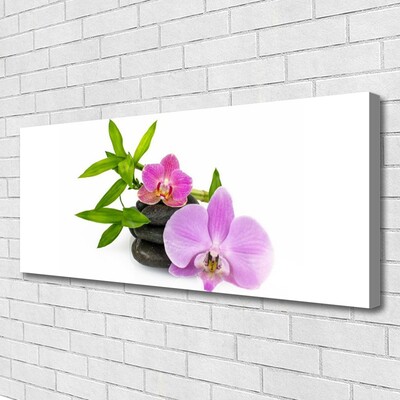 Canvas Wall art Flower stones floral pink black