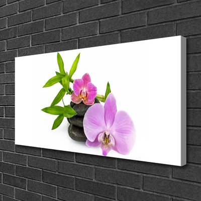 Canvas Wall art Flower stones floral pink black