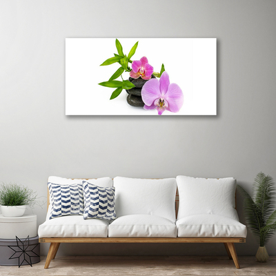 Canvas Wall art Flower stones floral pink black