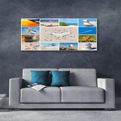 Canvas Wall art Ocean beach landscape brown yellow blue green