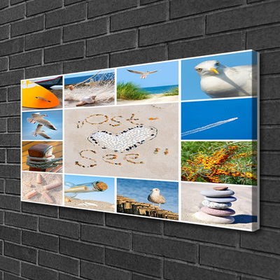 Canvas Wall art Ocean beach landscape brown yellow blue green