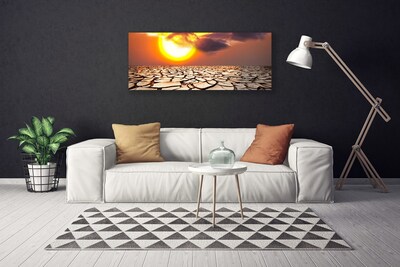 Canvas Wall art Sun desert landscape yellow brown