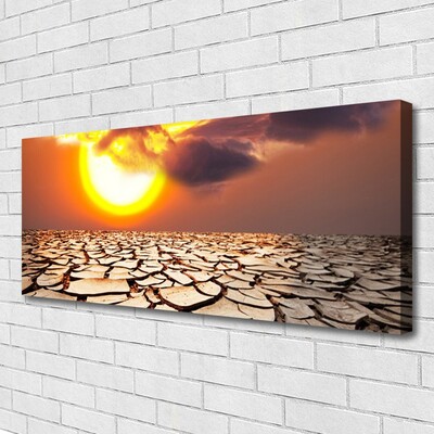 Canvas Wall art Sun desert landscape yellow brown