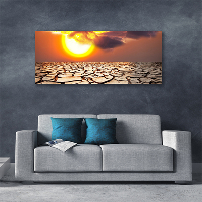 Canvas Wall art Sun desert landscape yellow brown