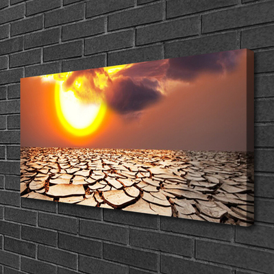 Canvas Wall art Sun desert landscape yellow brown